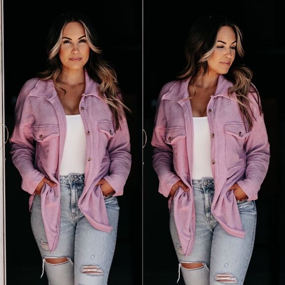 Tops - Purple violet terry cloth beach jacket button